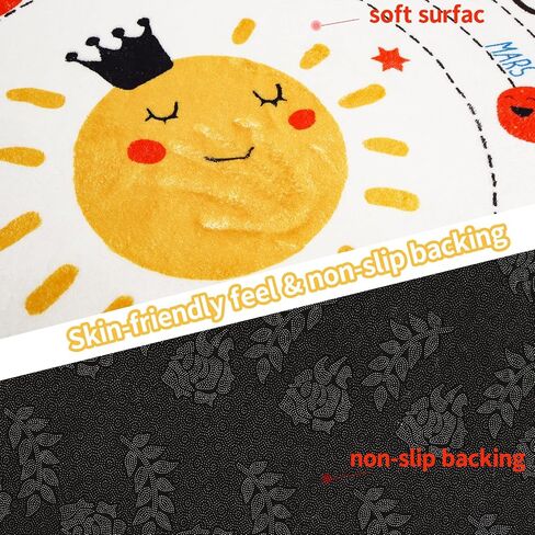 Round ABC Space Kids Rugs,4 ft Non-Slip Solar System Alphabet Rugs, Washable Rug, Soft Plush Educational Circle Rug for Classroom playroom Bedroom Kids Room Decor(for Age 2+) in Saudi Arabia