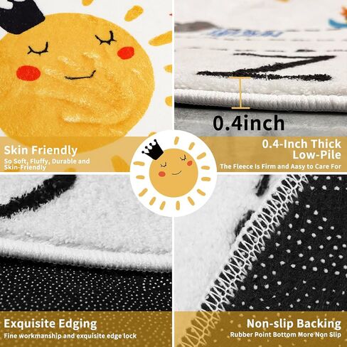 Round ABC Space Kids Rugs,4 ft Non-Slip Solar System Alphabet Rugs, Washable Rug, Soft Plush Educational Circle Rug for Classroom playroom Bedroom Kids Room Decor(for Age 2+) in Saudi Arabia