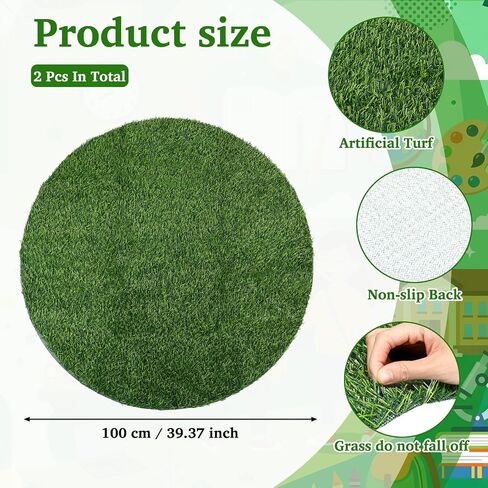 Dunzy 2 Pack Artificial Grass Mats for Class 39 Inch Round Classroom Rug Floor Cushions Soft First Day of School Educational Mat Non Slip Back to School Learning Playing Areas in Kuwait