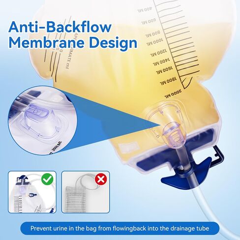 Urine Drainage Bags 5 Pack 2000ml Catheter Bags with 48 Inch Kink Resistant Tube, Anti Backflow Urine Collection Bags with Clear Scale, Leak Resistant Design and Soft for Daily Use in Saudi Arabia