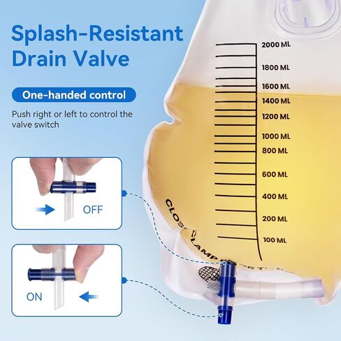 Urine Drainage Bags 5 Pack 2000ml Catheter Bags with 48 Inch Kink Resistant Tube, Anti Backflow Urine Collection Bags with Clear Scale, Leak Resistant Design and Soft for Daily Use in Saudi Arabia