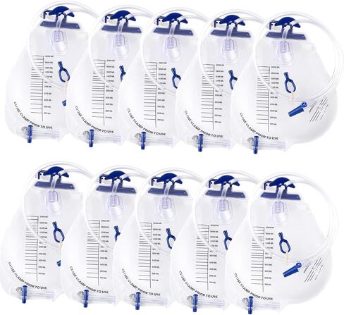 Urine Drainage Bags 5 Pack 2000ml Catheter Bags with 48 Inch Kink Resistant Tube, Anti Backflow Urine Collection Bags with Clear Scale, Leak Resistant Design and Soft for Daily Use in Saudi Arabia