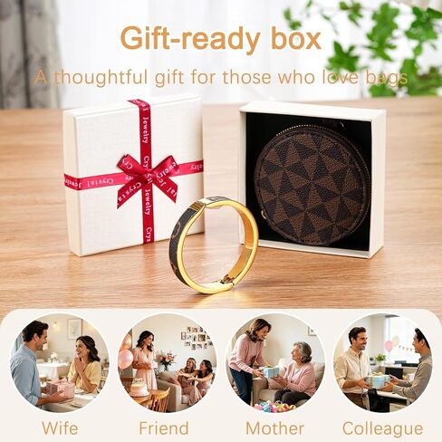 Premium Purse Hook for Table, Holds Up to 35 lbs, Heavy Duty, Portable, Leather Bracelet Bag Hanger for Desk and Dining, Gift Box Set with Coin Purse, Perfect Gift for Women Mom Wife in Saudi Arabia