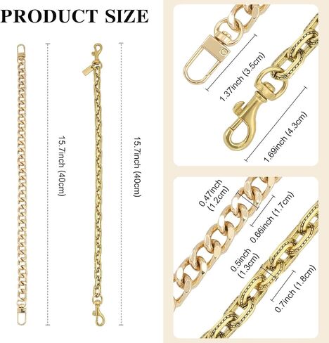 CORVIDA 2 Pack Purse Chain, 15.7 Inch Gold Bag Extender Chain, Luxe Handbag & Wallet Tote Bags Accessories Gifts for Women in Saudi Arabia