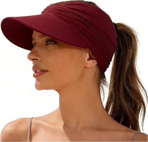Summer Women's Sun Hat Wide Brim UV Protection Outdoor Ponytail Hat Travel Casual Lightweight Summer Beach Hats for Women in Kuwait