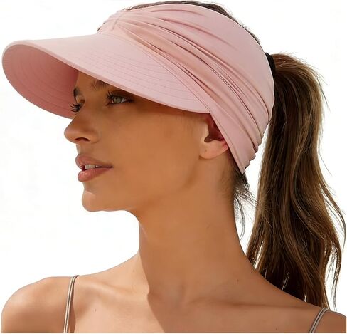 Summer Women's Sun Hat Wide Brim UV Protection Outdoor Ponytail Hat Travel Casual Lightweight Summer Beach Hats for Women in Kuwait