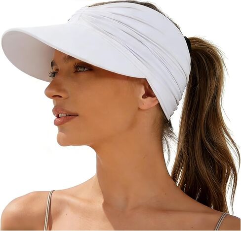 Summer Women's Sun Hat Wide Brim UV Protection Outdoor Ponytail Hat Travel Casual Lightweight Summer Beach Hats for Women in Kuwait
