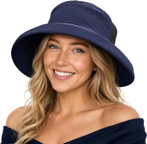 قبعة شمسية للسيدات من TOP-EX ChicPony™ بحافة واسعة مع فتحة ذيل حصان بعامل حماية من الأشعة فوق البنفسجية 50، قبعة شمسية صيفية قابلة للتعبئة للسفر والشاطئ والخارج in Kuwait