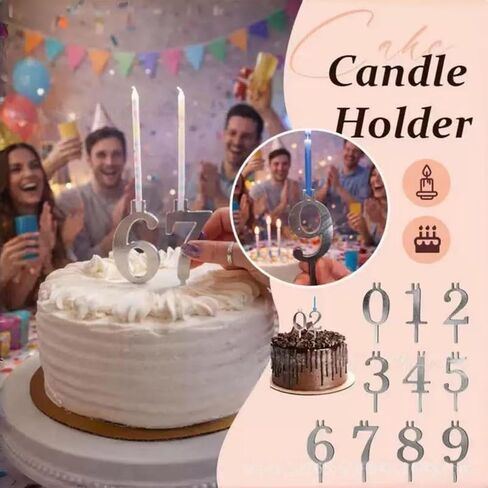Reusable Stainless Steel Number Candle Holder Set for Birthday Cakes forFather's Day Gift in Saudi Arabia