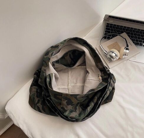 Camo Purse Crossbody Bag for Women, Canvas Crossbody Messenger Bag for Women Men, Large Crossbody Hobo Tote Bag, Grunge Vintage Japanese Messenger Bag, Fabric Cloth Purse, Satchel Cross Body Tote Bag in Kuwait