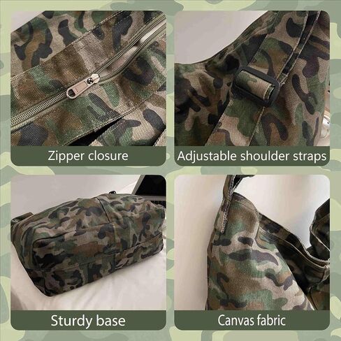 Camo Purse Crossbody Bag for Women, Canvas Crossbody Messenger Bag for Women Men, Large Crossbody Hobo Tote Bag, Grunge Vintage Japanese Messenger Bag, Fabric Cloth Purse, Satchel Cross Body Tote Bag in Kuwait