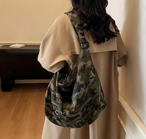 Camo Purse Crossbody Bag for Women, Canvas Crossbody Messenger Bag for Women Men, Large Crossbody Hobo Tote Bag, Grunge Vintage Japanese Messenger Bag, Fabric Cloth Purse, Satchel Cross Body Tote Bag in Kuwait