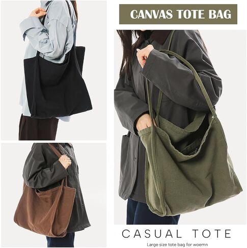 ALUDAPIJU Casual Canvas Tote Bag for Women Large Slouchy Hobo Shoulder Bag for Work Travel Tote Purse Handbags Message Bags in Kuwait
