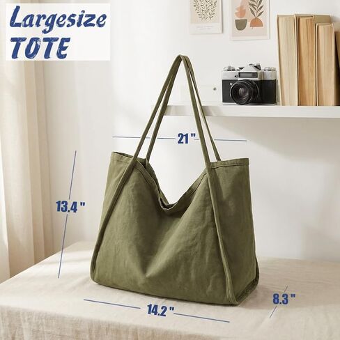 ALUDAPIJU Casual Canvas Tote Bag for Women Large Slouchy Hobo Shoulder Bag for Work Travel Tote Purse Handbags Message Bags in Kuwait
