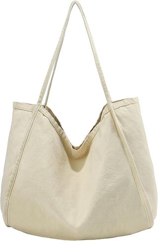 ALUDAPIJU Casual Canvas Tote Bag for Women Large Slouchy Hobo Shoulder Bag for Work Travel Tote Purse Handbags Message Bags in Kuwait