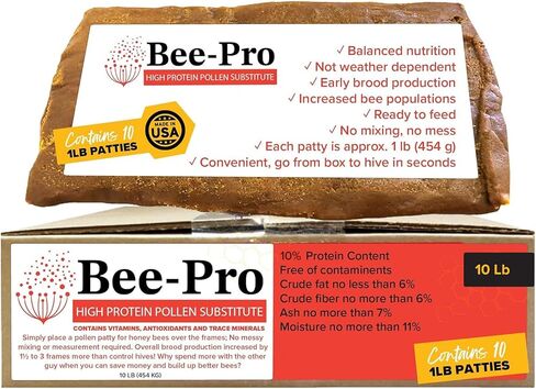 Mann Lake Bee-Pro Patties, Enhanced with Pro Health Digestive Aid, Boosts Brood Production, Protein Pollen Substitute, 10 Lbs in Saudi Arabia