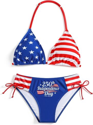 Teen Girls Swimsuits Two Piece Sets with Chest Pad Backless Halter Bikini Cute Brief Bathing Suit in Saudi Arabia
