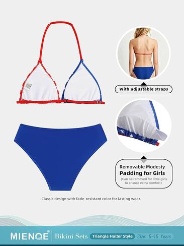 Teen Girls Swimsuits Two Piece Sets with Chest Pad Backless Halter Bikini Cute Brief Bathing Suit in Kuwait