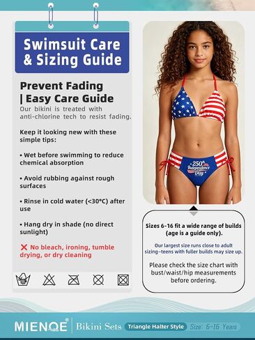 Teen Girls Swimsuits Two Piece Sets with Chest Pad Backless Halter Bikini Cute Brief Bathing Suit in Kuwait
