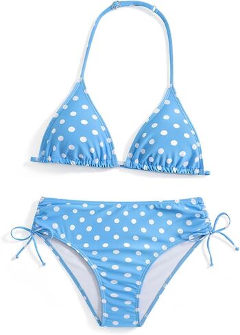Teen Girls Swimsuits Two Piece Sets with Chest Pad Backless Halter Bikini Cute Brief Bathing Suit in Kuwait