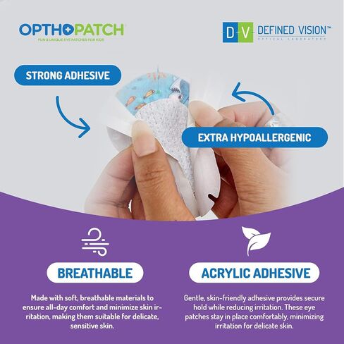Opthopatch Kids Eye Patches with Extra Hypoallergenic Acrylic Adhesive, 40 Breathable Patches for Amblyopia & Lazy Eye, Fun Boy-Friendly Designs, Includes 1 Rewards Chart by Defined Vision in Saudi Arabia