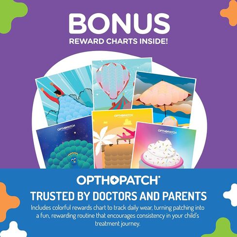 Opthopatch Kids Eye Patches with Extra Hypoallergenic Acrylic Adhesive, 40 Breathable Patches for Amblyopia & Lazy Eye, Fun Boy-Friendly Designs, Includes 1 Rewards Chart by Defined Vision in Saudi Arabia
