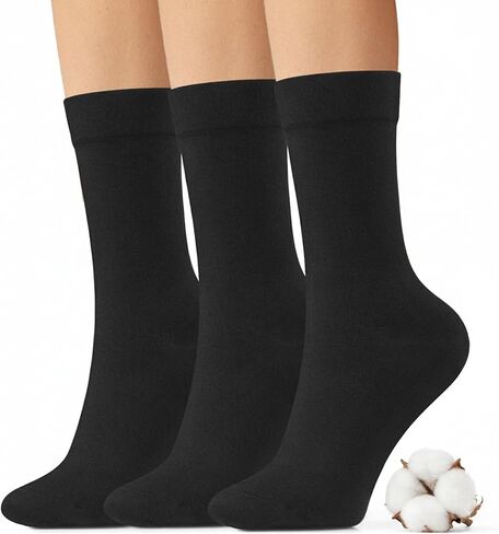 Cotton Dress Socks Women: 75% Soft Cotton for Work Office - Thin Breathable All Day Ladies Size 6-11 (3 Pack) in Saudi Arabia