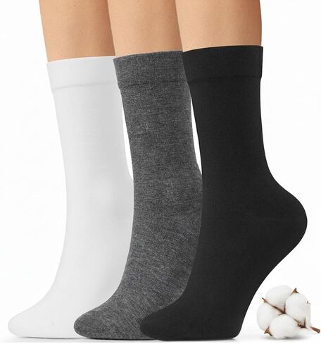 Cotton Dress Socks Women: 75% Soft Cotton for Work Office - Thin Breathable All Day Ladies Size 6-11 (3 Pack) in Saudi Arabia