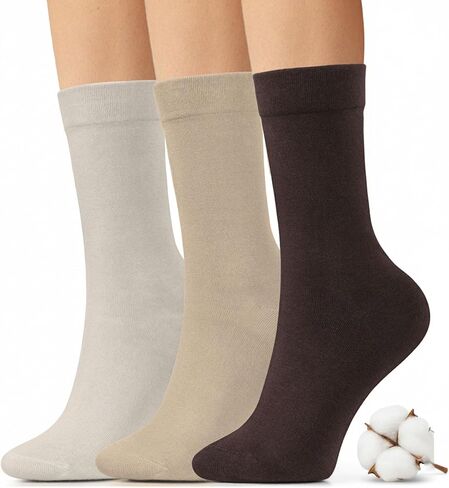 Cotton Dress Socks Women: 75% Soft Cotton for Work Office - Thin Breathable All Day Ladies Size 6-11 (3 Pack) in Saudi Arabia