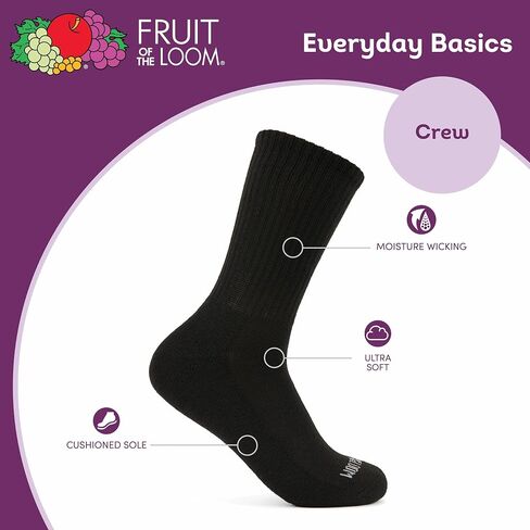 جوارب Fruit of the Loom النسائية اليومية الأساسية، مسامية مع نصف وسادة (عبوة متعددة) in Kuwait
