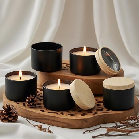 Pumtus 30 Pack 4 OZ Candle Tin, Round Matte Black Candle Making Jars, Bulk Empty Metal Containers with Lids, Wax Mold Candle Vessel, Small Jewelry Storage Organizer for DIY Crafts, Small Business in Kuwait