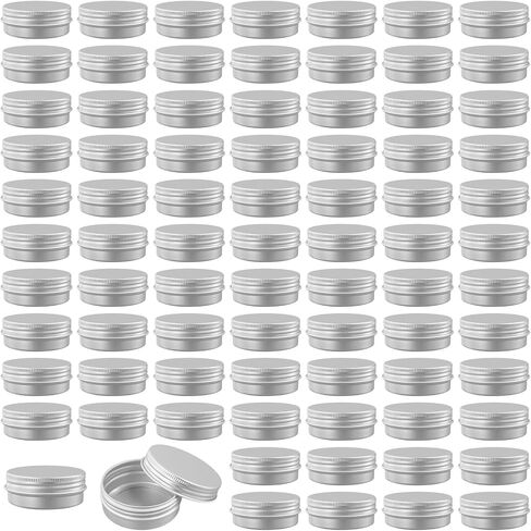 80 PCS 2 oz Aluminum Tin Jars, 60ml Metal Round Empty Tin Cans Containers with Screw Lids for Cream, Candle, Silver in Saudi Arabia
