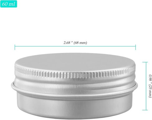 80 PCS 2 oz Aluminum Tin Jars, 60ml Metal Round Empty Tin Cans Containers with Screw Lids for Cream, Candle, Silver in Saudi Arabia