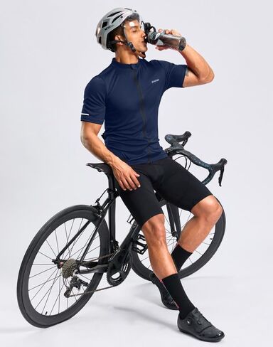 Bikewa الرجال الدراجات جيرسي كامل البريدي 3 + 1 جيوب خلفية قصيرة الأكمام UPF 50 + قميص الدراجة الرطوبة فتل ركوب الدراجات قمصان للرجال in Saudi Arabia