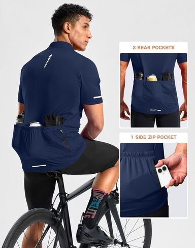 Bikewa الرجال الدراجات جيرسي كامل البريدي 3 + 1 جيوب خلفية قصيرة الأكمام UPF 50 + قميص الدراجة الرطوبة فتل ركوب الدراجات قمصان للرجال in Saudi Arabia