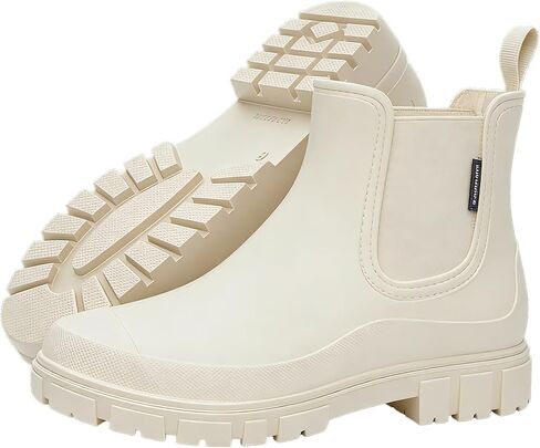 Womens Rain Boots, Waterproof Short Ankle Rainboots Arch Support Chelsea Boots Non-Slip Rubber Shoes for Outdoor Work Garden Rain in Saudi Arabia