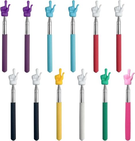 12 Pcs Retractable Pointer Stick for Classroom, 8 Colors Finger Pointer Stick, Reading Pointers for Students, Classroom Pointers for Teachers (Colorful) in Saudi Arabia