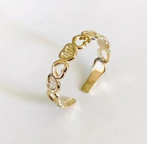 Women's Heart Shape Adjustable Toe Ring Solid Metal 925 Sterling Silver 14k Yellow & Whitw & Rose Gold Plated in Saudi Arabia