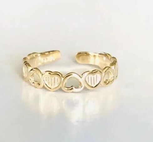 Women's Heart Shape Adjustable Toe Ring Solid Metal 925 Sterling Silver 14k Yellow & Whitw & Rose Gold Plated in Saudi Arabia