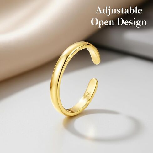 14K Gold Plated Toe Rings for Women, Adjustable Open Toe Ring Set 3Pcs, Non Tarnish Gold Toe Rings, Hypoallergenic Plain Double Band Daisy Flower Toes Rings, Summer Beach Foot Jewelry Gifts for Her in Kuwait