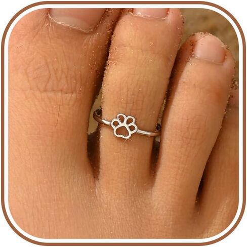 SUYACS Dog Cat Paw Print Toe Rings for Women 925 Sterling Silver Pet Animal Claw Adjustable Open Ring Hypoallergenic Summer Holiday Beach Tail Foot Jewelry Gifts for Mother Daughter in Kuwait
