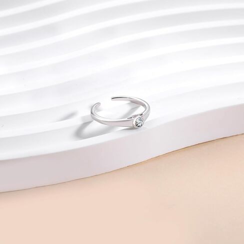 Moissanite Toe Ring for Women - 925 Sterling Silver 0.1ct Moissanite Diamond Bezel Set Solitaire Toe Ring D Color VVS1 Summer Beach Open Toe Rings Foot Jewelry in Kuwait