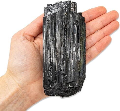 Tourmaline Stone Chunk - 1/2-1 lb - Large Natural Healing Crystals Rod - Powerful Metaphysical Energy of Calming Purification - Brazilian Turmalina Negra - Chakra Balance Reiki Protection & Security in Saudi Arabia