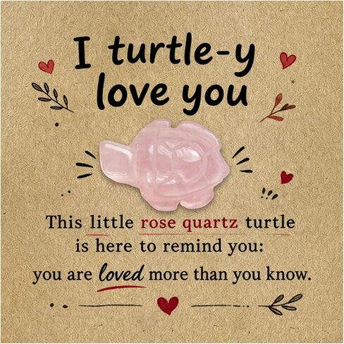 for Wife Girlfriend, Rose Quartz Turtle Pocket Hug with “I Turtle-y Love You" Message Card, Cute Love Keepsake for Mother's Day, Long Distance, Anniversary, Birthday, Thinking of You in Saudi Arabia