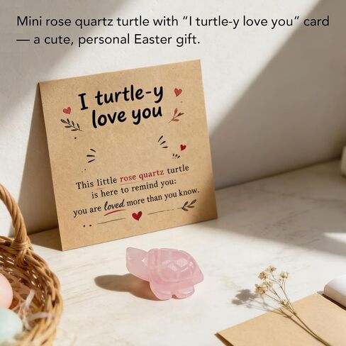 for Wife Girlfriend, Rose Quartz Turtle Pocket Hug with “I Turtle-y Love You" Message Card, Cute Love Keepsake for Mother's Day, Long Distance, Anniversary, Birthday, Thinking of You in Saudi Arabia