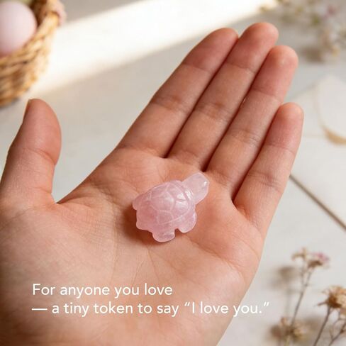 for Wife Girlfriend, Rose Quartz Turtle Pocket Hug with “I Turtle-y Love You" Message Card, Cute Love Keepsake for Mother's Day, Long Distance, Anniversary, Birthday, Thinking of You in Saudi Arabia
