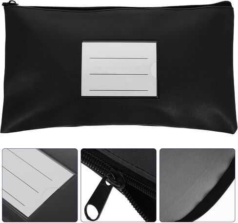 Beavorty Pu Leather Money Organizer Bag with Zipper Cash Envelope Wallet with Card Slot Window Large Capacity Money Pouch for Cash Storage Black Suitable for Office in Kuwait