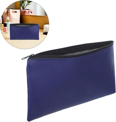 4pcs Pu Leather Money Pouch with Zipper for Bank Deposit, Cash, Coins, and Invoices Spacious Capacity Portable Cash Organizer Wallet for Daily Use, Blue, 11x6in in Kuwait