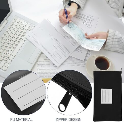 Pu Leather Receipt Organizer Money Pouch with Zipper Cash Holder Wallet for Traveling and Cash Storage Black in Kuwait
