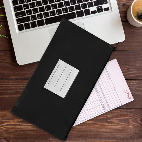 Pu Leather Receipt Organizer Money Pouch with Zipper Cash Holder Wallet for Traveling and Cash Storage Black in Kuwait